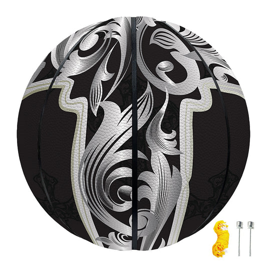 Ornamental Silver Cross Print Basketball