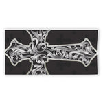 Ornamental Silver Cross Print Beach Towel