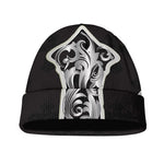 Ornamental Silver Cross Print Beanie