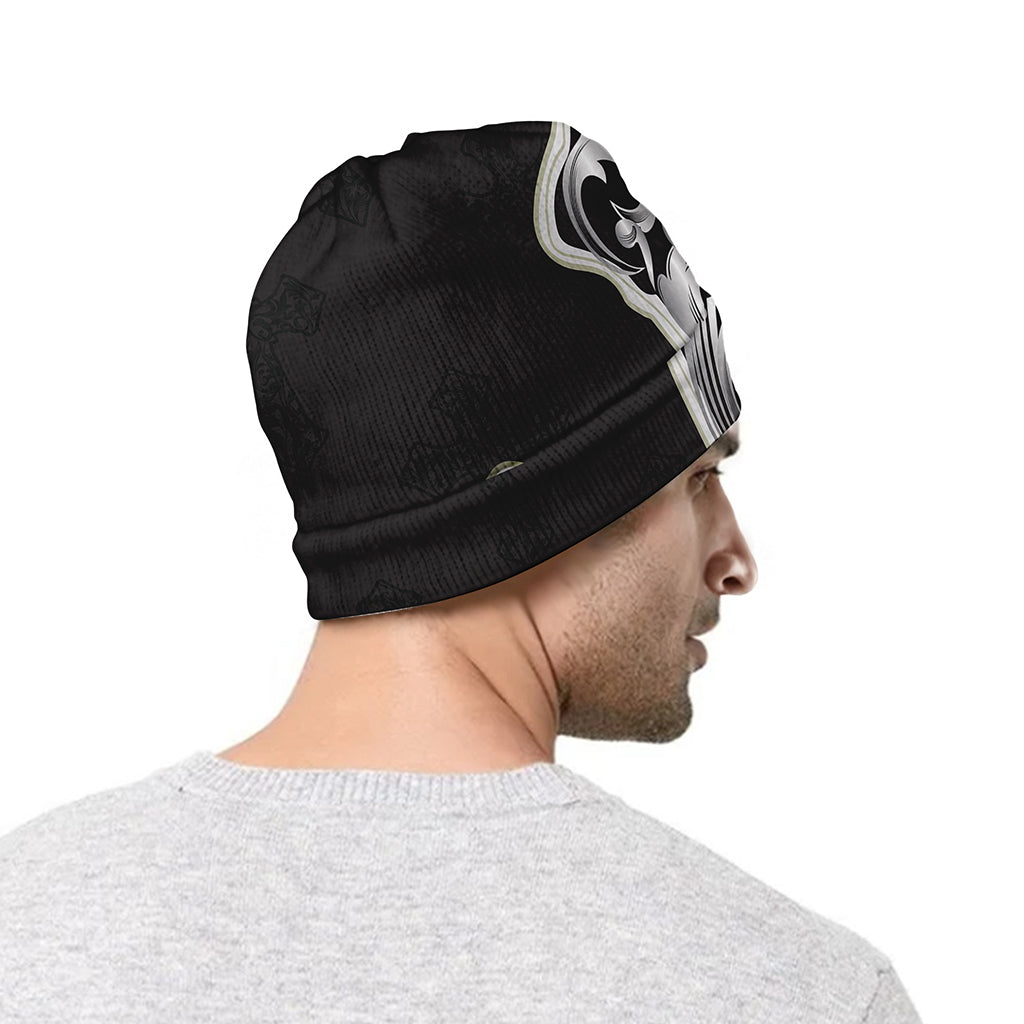 Ornamental Silver Cross Print Beanie