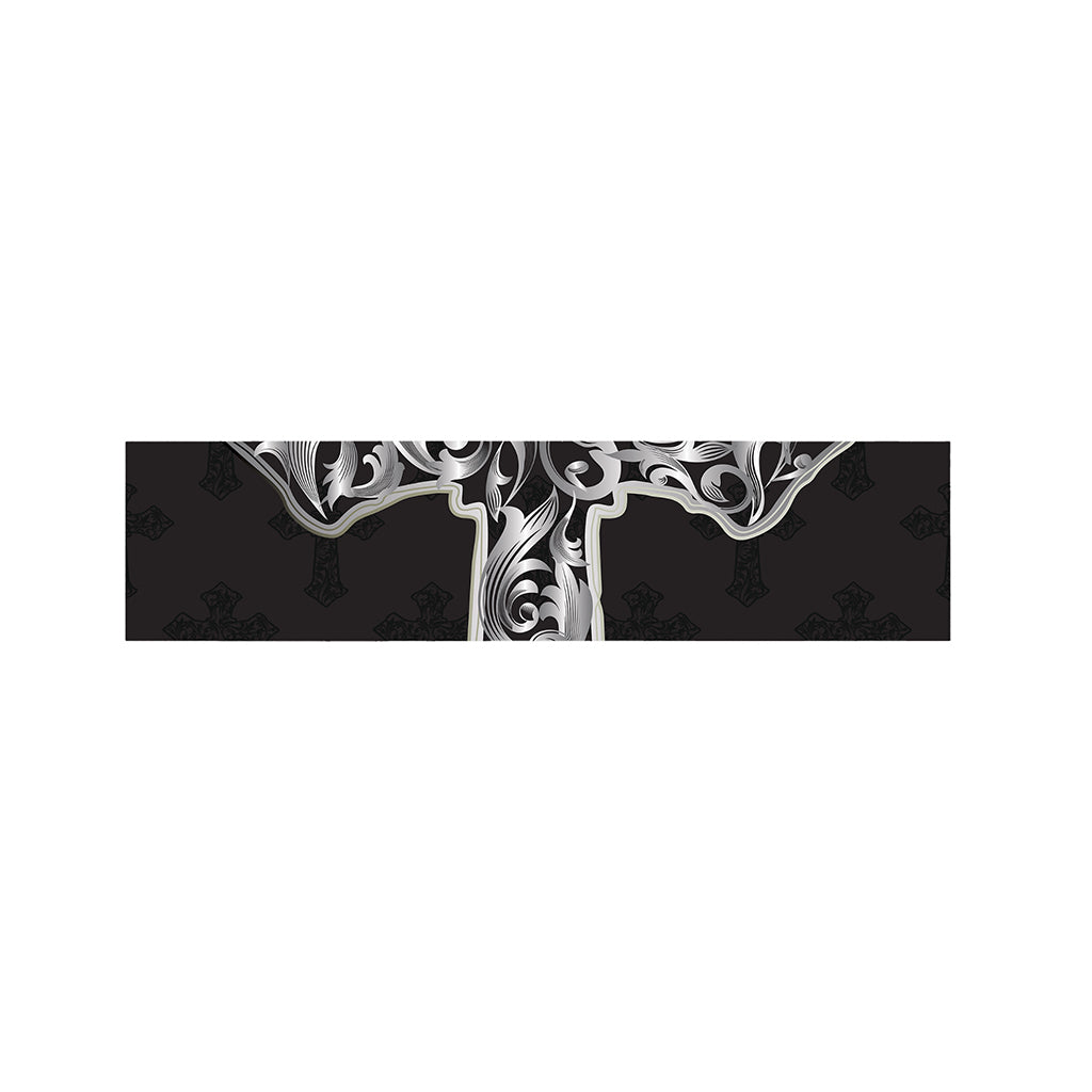 Ornamental Silver Cross Print Bed Runner