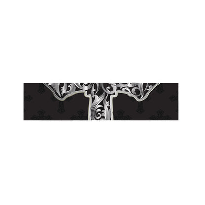 Ornamental Silver Cross Print Bed Runner
