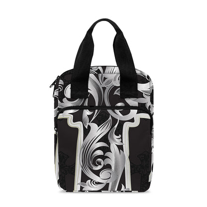 Ornamental Silver Cross Print Bible Tote Bag