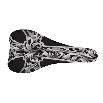 Ornamental Silver Cross Print Bicycle Seat Cover