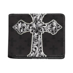 Ornamental Silver Cross Print Bifold Wallet