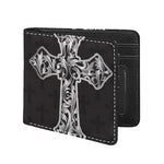 Ornamental Silver Cross Print Bifold Wallet