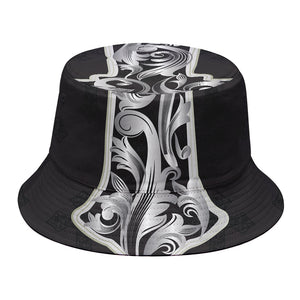 Ornamental Silver Cross Print Bucket Hat