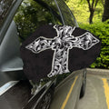 Ornamental Silver Cross Print Car Side Mirror Covers