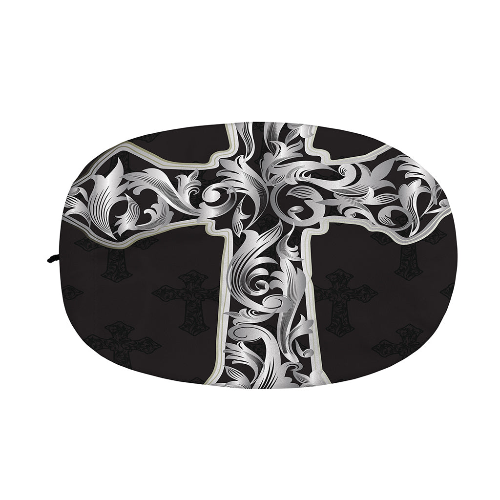 Ornamental Silver Cross Print Car Side Mirror Covers
