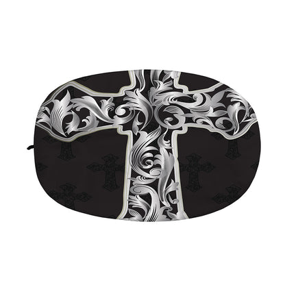 Ornamental Silver Cross Print Car Side Mirror Covers