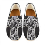Ornamental Silver Cross Print Casual Shoes