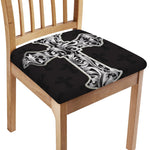 Ornamental Silver Cross Print Chair Cushion Cover