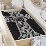 Ornamental Silver Cross Print Changing Pad Cover