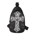 Ornamental Silver Cross Print Sling Bag