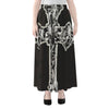 Ornamental Silver Cross Print Chiffon Maxi Skirt