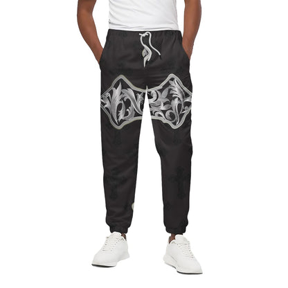 Ornamental Silver Cross Print Cotton Pants