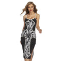 Ornamental Silver Cross Print Cross Back Cami Dress