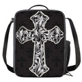 Ornamental Silver Cross Print Crossbody Lunch Bag