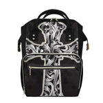 Ornamental Silver Cross Print Diaper Bag