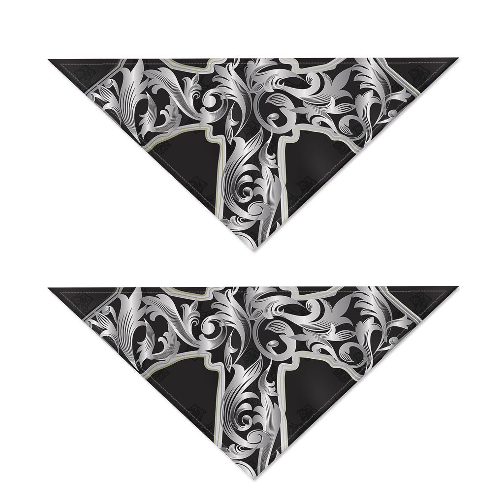 Ornamental Silver Cross Print Dog Bandana