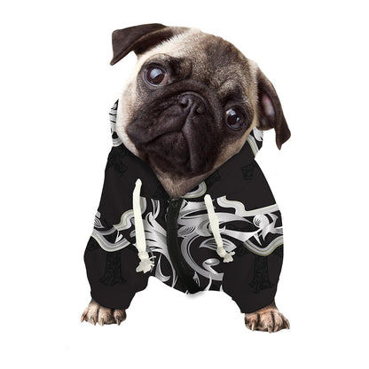 Ornamental Silver Cross Print Dog Zip Up Hoodie