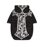 Ornamental Silver Cross Print Dog Zip Up Hoodie