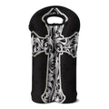 Ornamental Silver Cross Print Double Neoprene Wine Tote