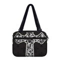 Ornamental Silver Cross Print Double Strap Bible Bag