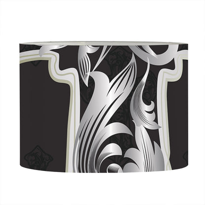 Ornamental Silver Cross Print Drum Lamp Shade