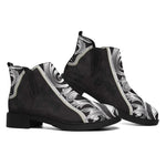 Ornamental Silver Cross Print Flat Ankle Boots