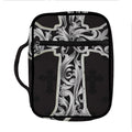 Ornamental Silver Cross Print Front Pocket Bible Bag