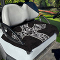 Ornamental Silver Cross Print Golf Cart Seat Cover