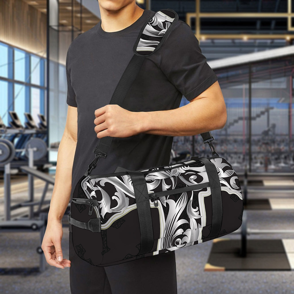 Ornamental Silver Cross Print Gym Bag