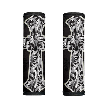 Ornamental Silver Cross Print Handle Covers