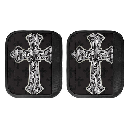 Ornamental Silver Cross Print Handle Covers
