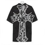 Ornamental Silver Cross Print Hawaiian Shirt