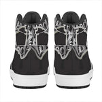 Ornamental Silver Cross Print High Top Leather Sneakers