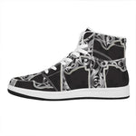 Ornamental Silver Cross Print High Top Leather Sneakers