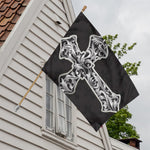 Ornamental Silver Cross Print House Flag