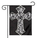 Ornamental Silver Cross Print House Flag