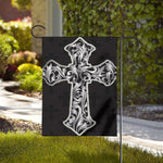 Ornamental Silver Cross Print House Flag