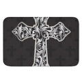 Ornamental Silver Cross Print Indoor Door Mat