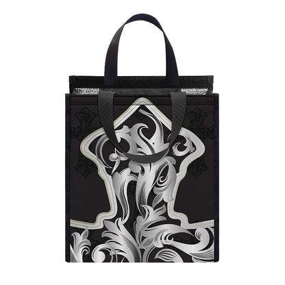Ornamental Silver Cross Print Insulated Lunch Tote