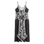 Ornamental Silver Cross Print Jersey Midi Cami Dress