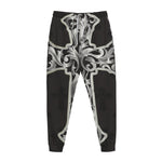Ornamental Silver Cross Print Jogger Pants