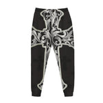 Ornamental Silver Cross Print Jogger Pants