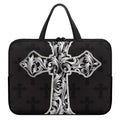 Ornamental Silver Cross Print Laptop Sleeve With Handle