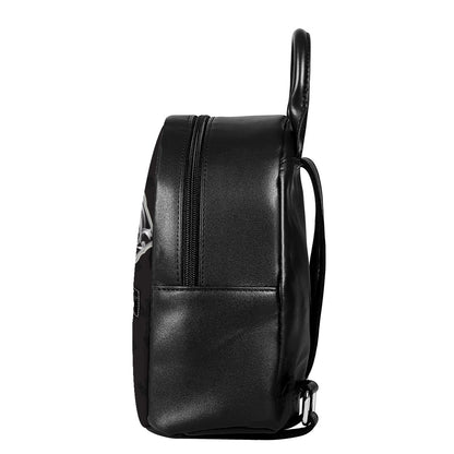 Ornamental Silver Cross Print Leather Backpack