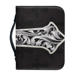 Ornamental Silver Cross Print Leather Bible Cover