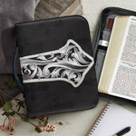 Ornamental Silver Cross Print Leather Bible Cover